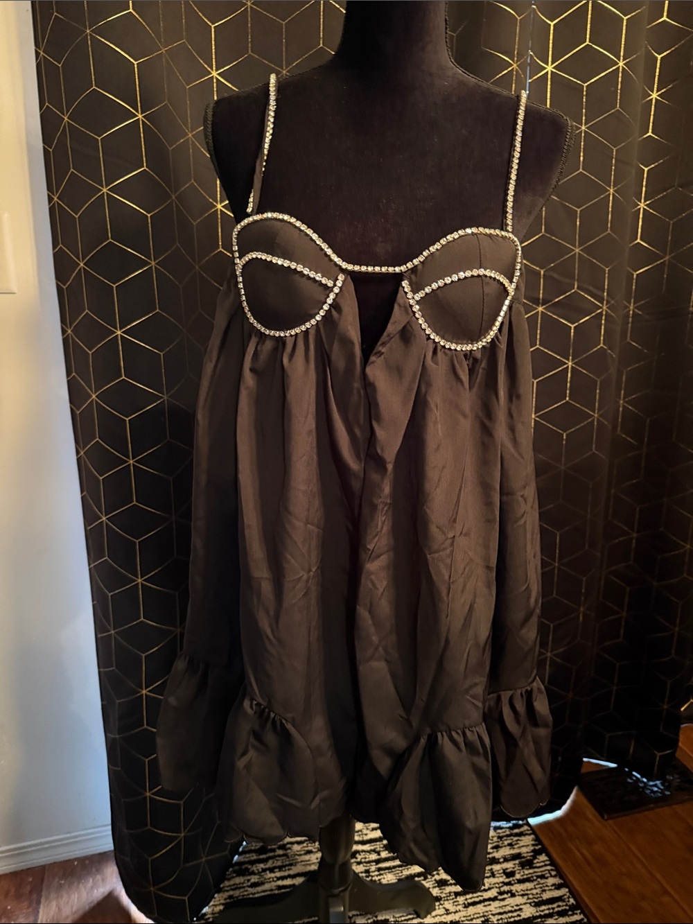 Cutest free people vibe dress- black with rhinestone trim